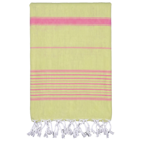 2 kleuren hamamdoek linde/zuurstokroze - vrijstaand