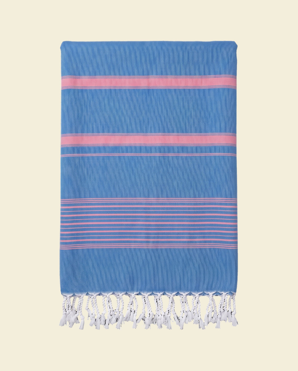 2 kleuren hamamdoek mediteraanblauw/zuurstokroze - op kleur