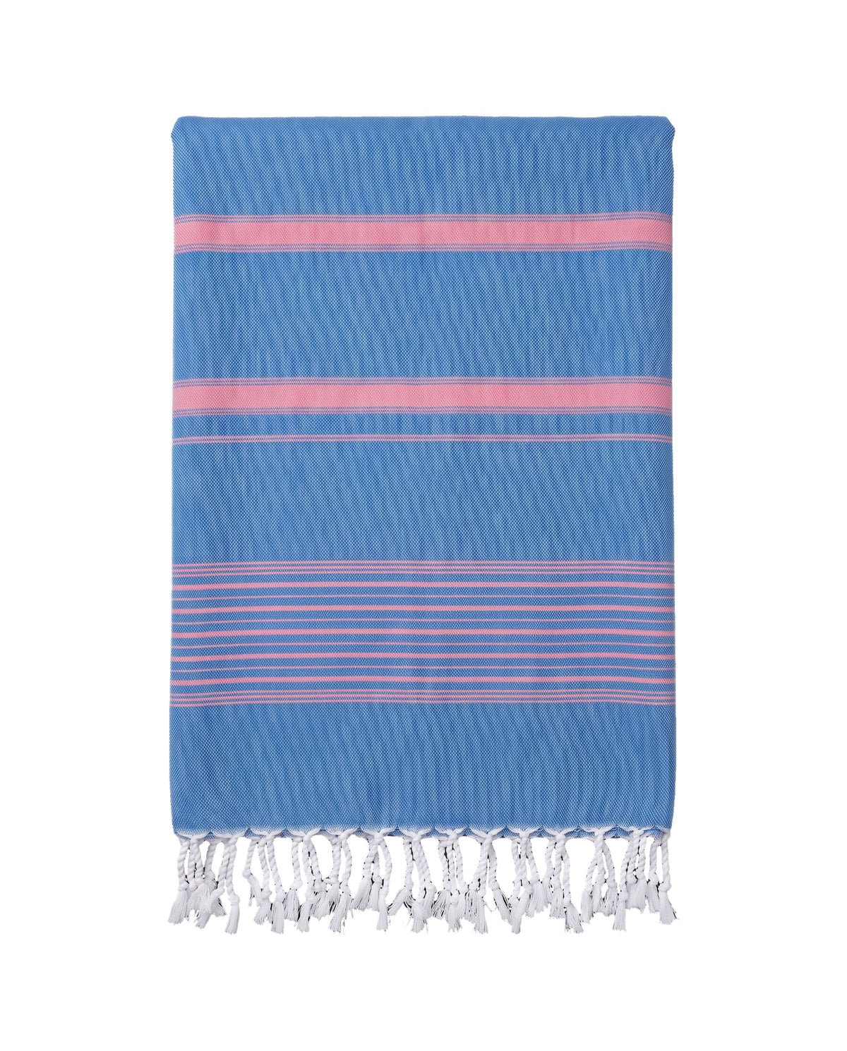 2 kleuren hamamdoek mediteraanblauw/zuurstokroze - vrijstaand