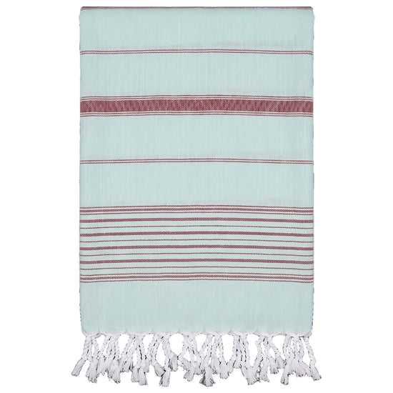 2 kleuren hamamdoek mint/bordeaux - vrijstaand
