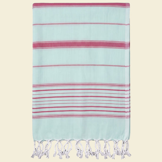 2 kleuren hamamdoek mint/robijn - op kleur