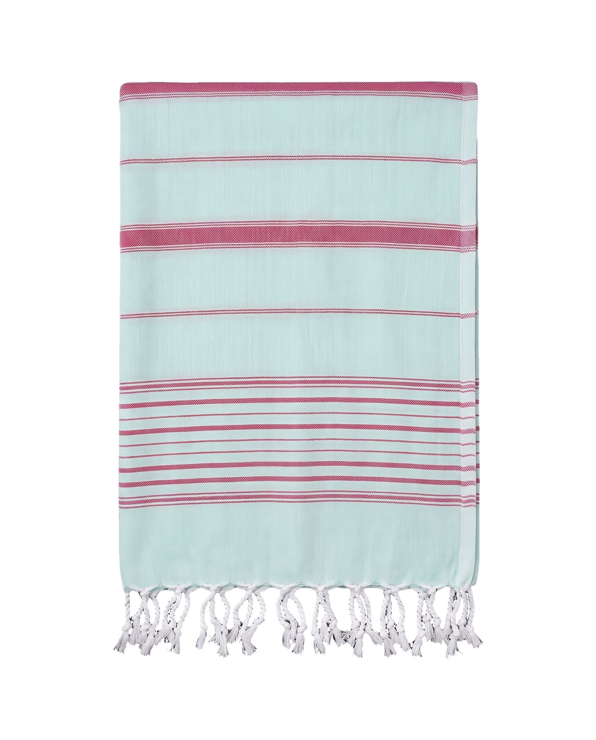2 kleuren hamamdoek mint/robijn - vrijstaand