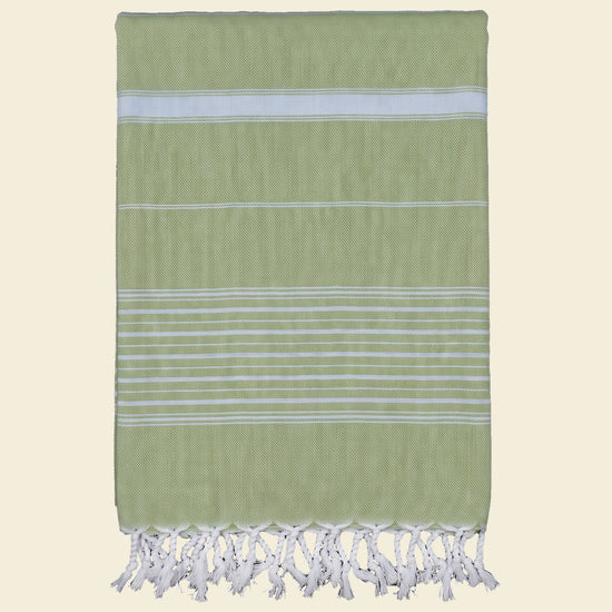 2 kleuren hamamdoek mosgroen/lichtblauw - op kleur