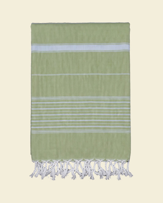2 kleuren hamamdoek mosgroen/lichtblauw - op kleur