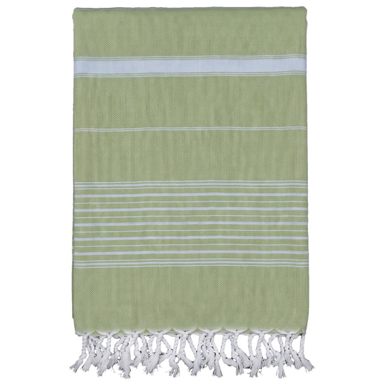 2 kleuren hamamdoek mosgroen/lichtblauw - vrijstaand
