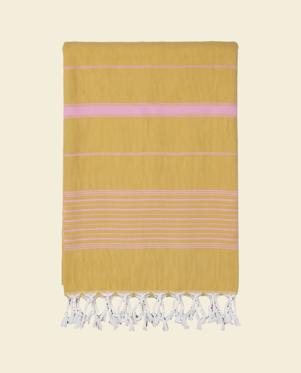 2 kleuren hamamdoek mosterd/sorbetroze - op kleur