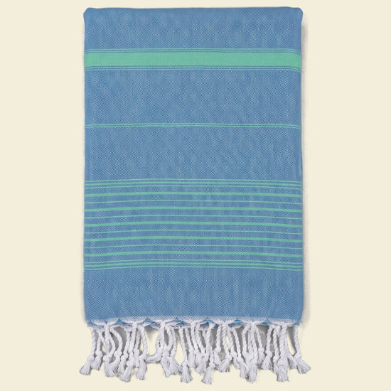 2 kleuren hamamdoek oceaanblauw/jade - op kleur