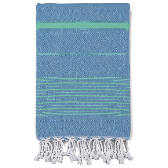 2 kleuren hamamdoek oceaanblauw/jade - vrijstaand