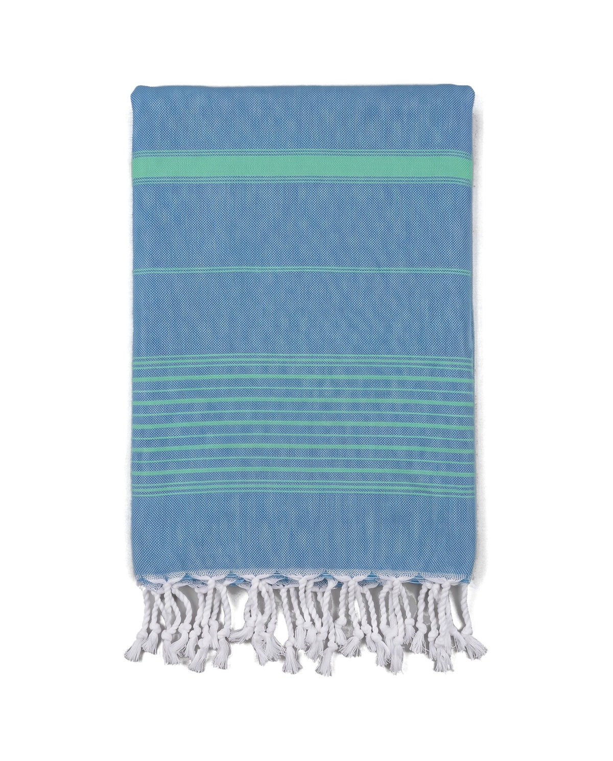 2 kleuren hamamdoek oceaanblauw/jade - vrijstaand