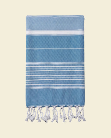 2 kleuren hamamdoek oceaanblauw/lichtblauw