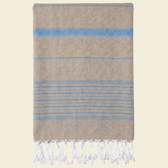2 kleuren hamamdoek olijfgroen/oceaanblauw - op kleur