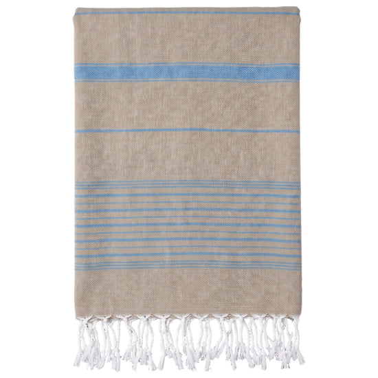 2 kleuren hamamdoek olijfgroen/oceaanblauw - vrijstaand