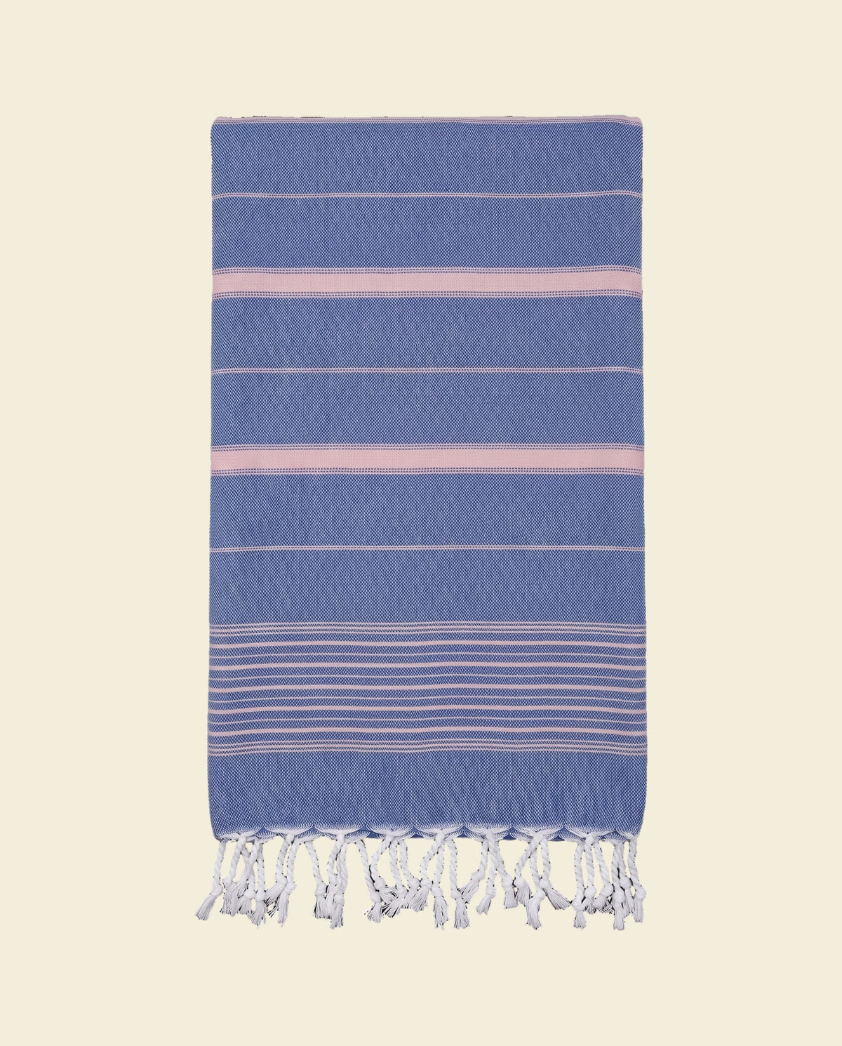 2 kleuren hamamdoek parlementblauw/poederroze - op kleur