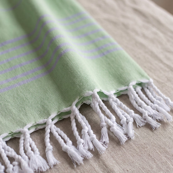2 kleuren hamamdoek pistache/lavendel - detail