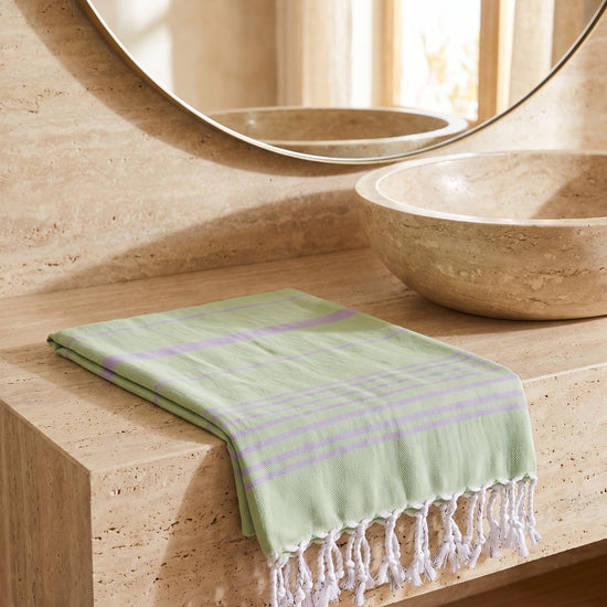2 kleuren hamamdoek pistache/lavendel - sfeer