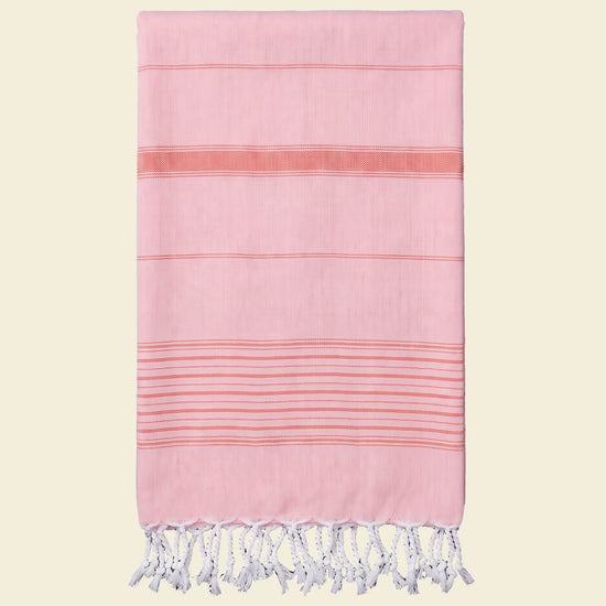 2 kleuren hamamdoek poederroze/koraal - op kleur