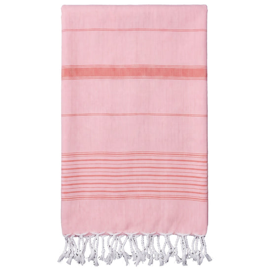 2 kleuren hamamdoek poederroze/koraal - vrijstaand