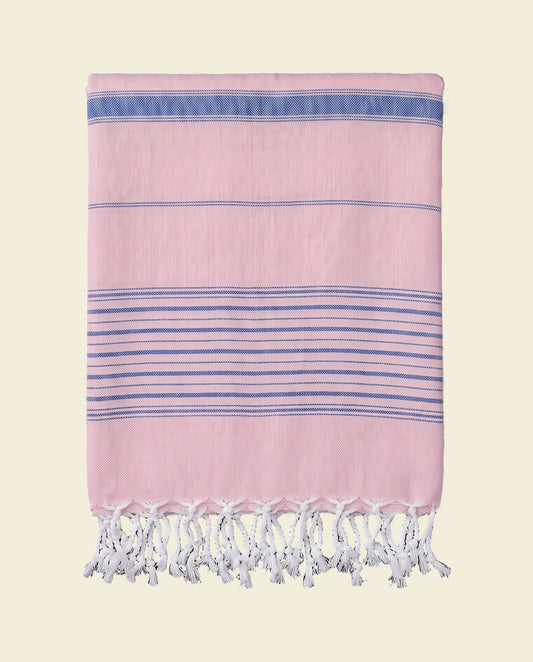 2 kleuren hamamdoek poederroze/parlement - op kleur