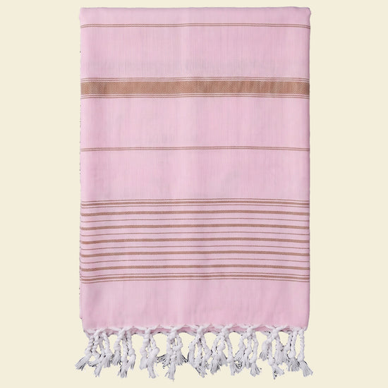2 kleuren hamamdoek roze/bruin - op kleur