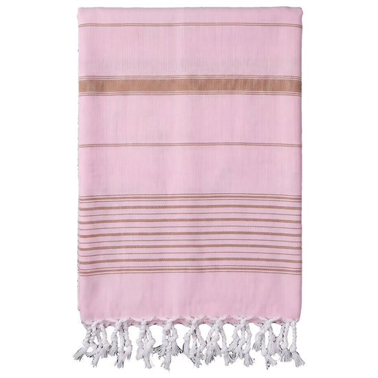 2 kleuren hamamdoek roze/bruin - vrijstaand