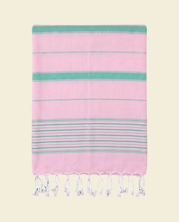 2 kleuren hamamdoek roze/jade