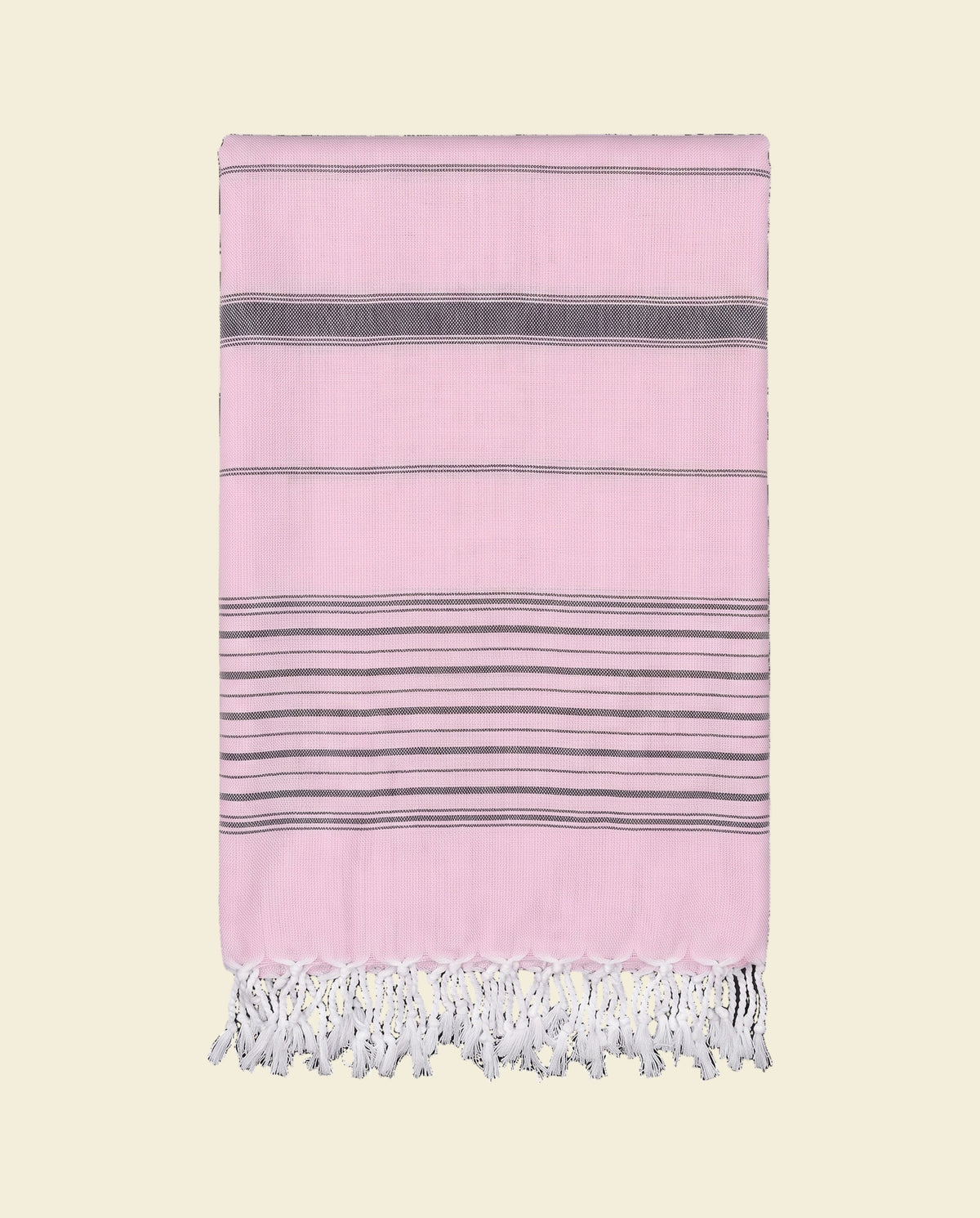 2 kleuren hamamdoek roze/zwart - op kleur