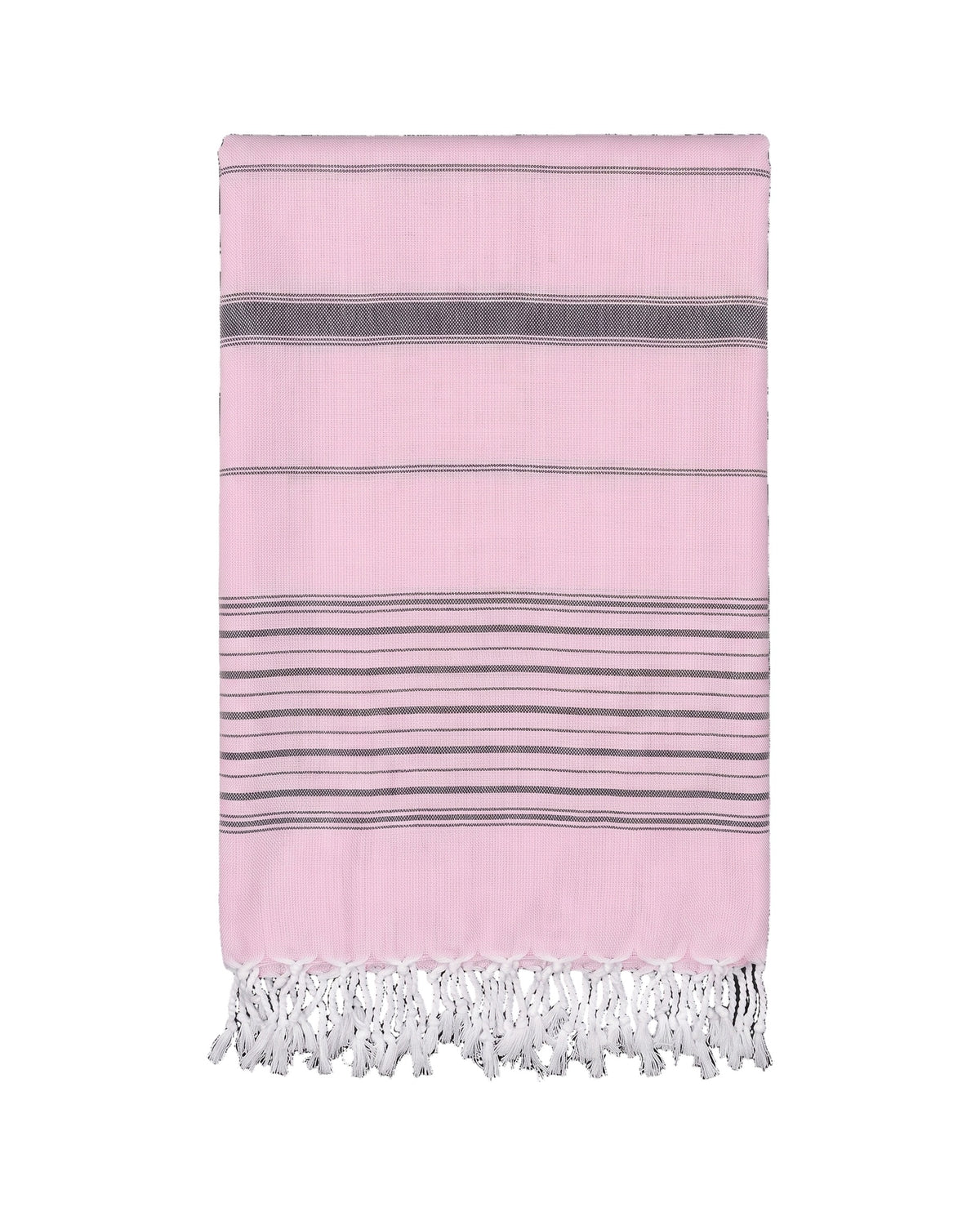 2 kleuren hamamdoek roze/zwart - vrijstaand