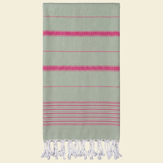 2 kleuren hamamdoek salie/fuchsia - op kleur