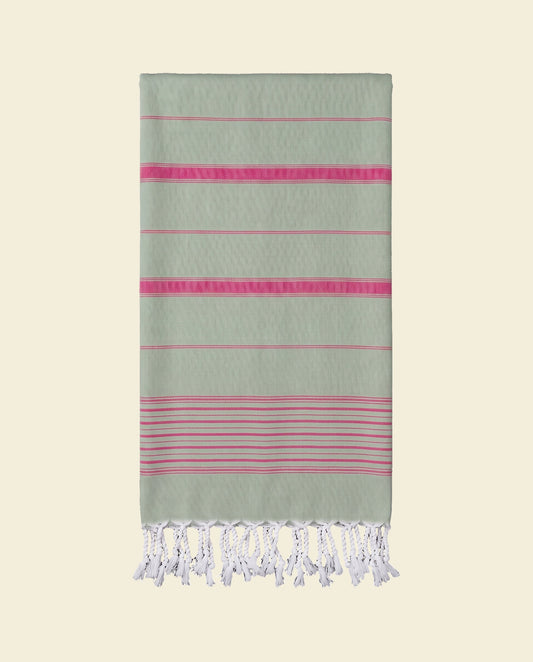 2 kleuren hamamdoek salie/fuchsia - op kleur