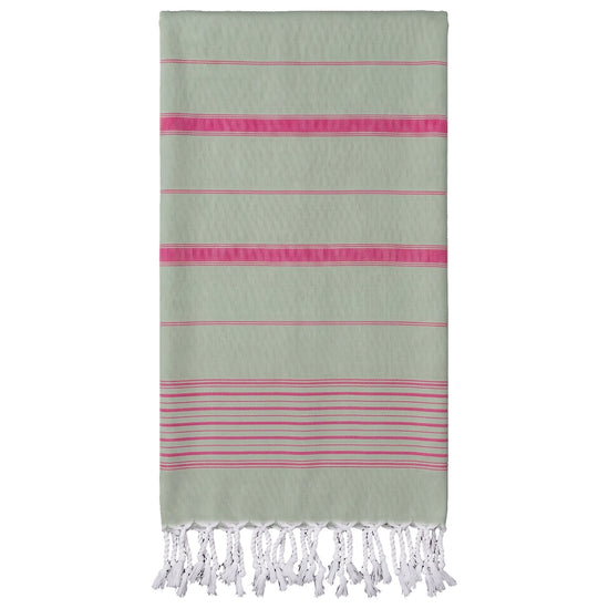 2 kleuren hamamdoek salie/fuchsia - vrijstaand