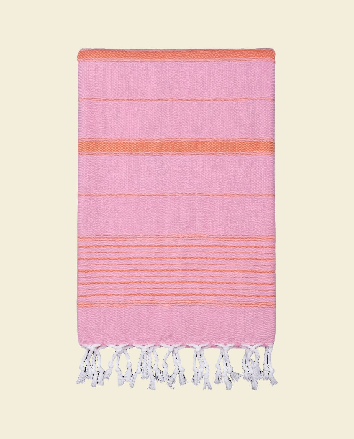 2 kleuren hamamdoek sorbetroze/mandarijn - op kleur