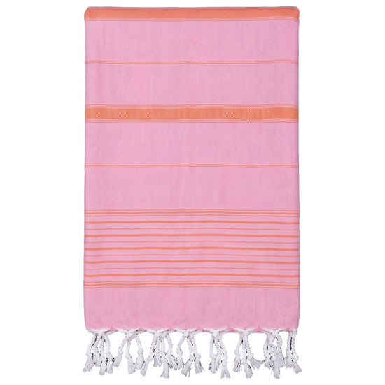 2 kleuren hamamdoek sorbetroze/mandarijn - vrijstaand