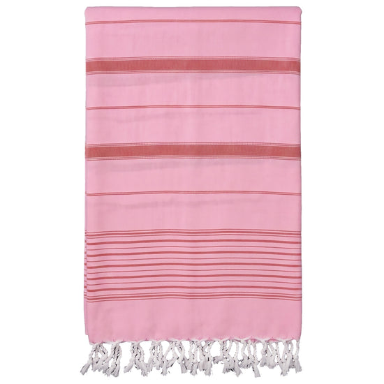 2 kleuren hamamdoek sorbetroze/steenrood - vrijstaand