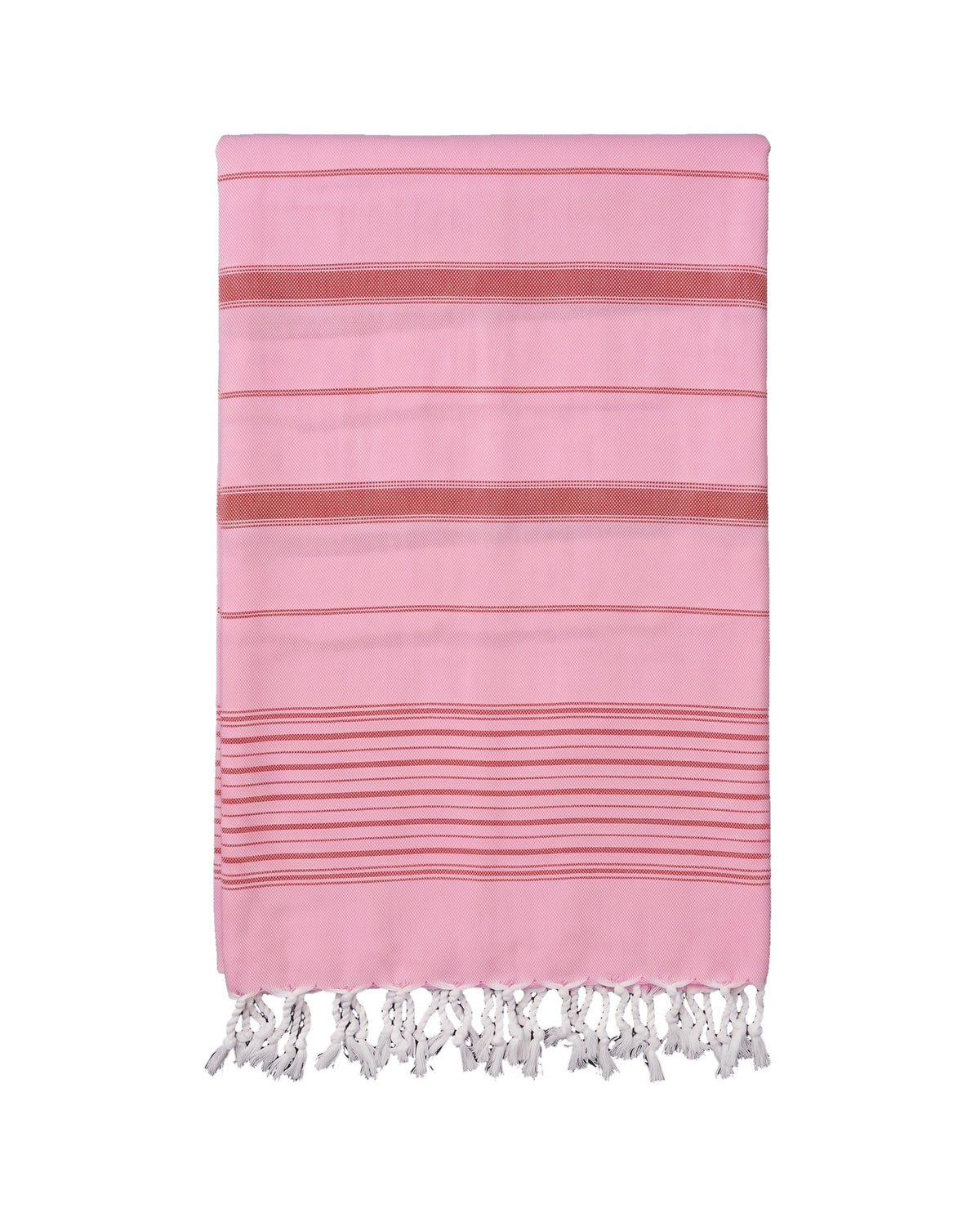 2 kleuren hamamdoek sorbetroze/steenrood - vrijstaand