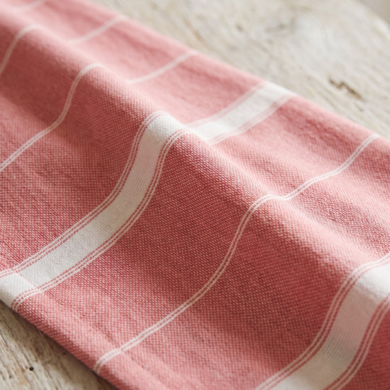 2 kleuren hamamdoek steenrood/roze - detail