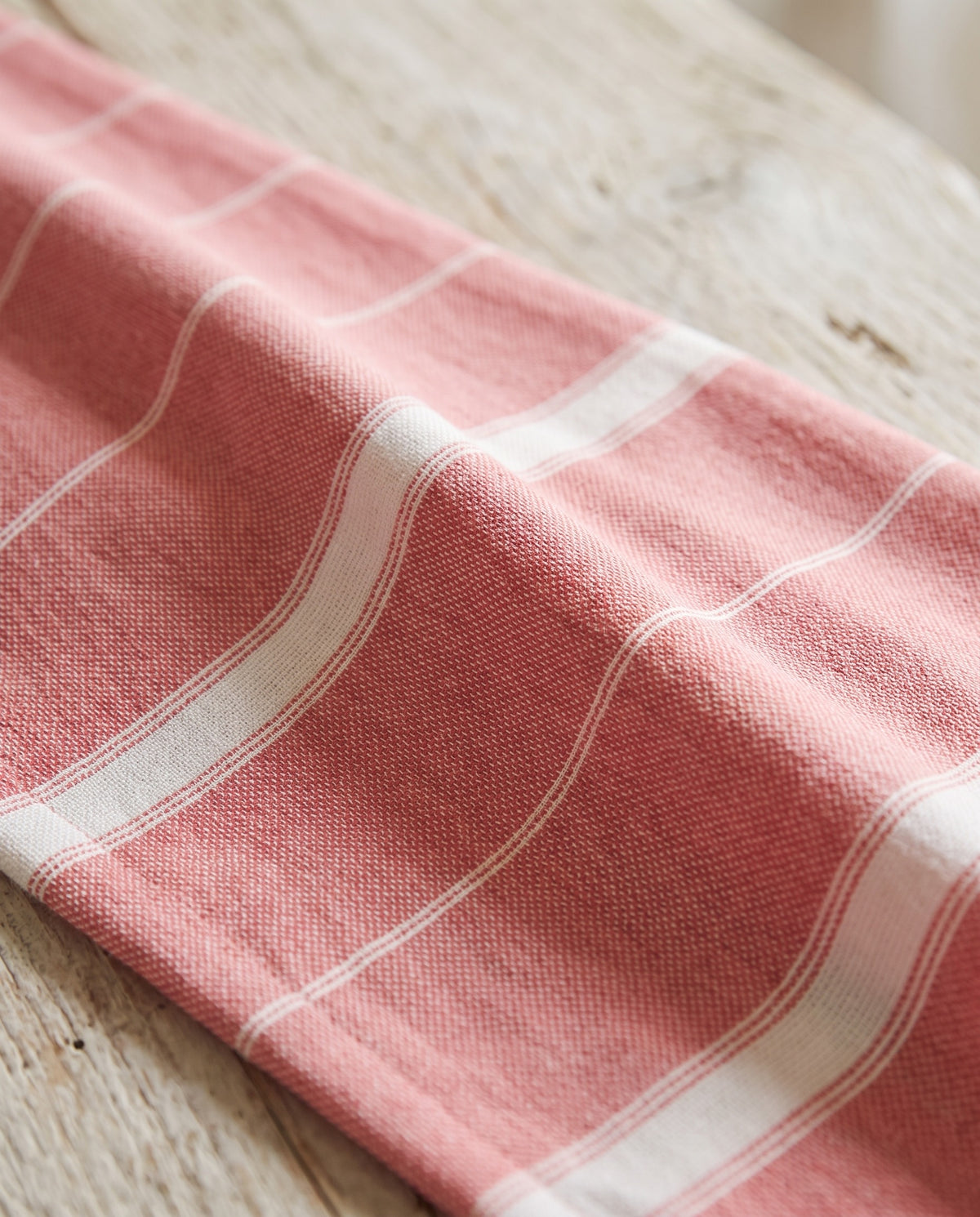 2 kleuren hamamdoek steenrood/roze - detail