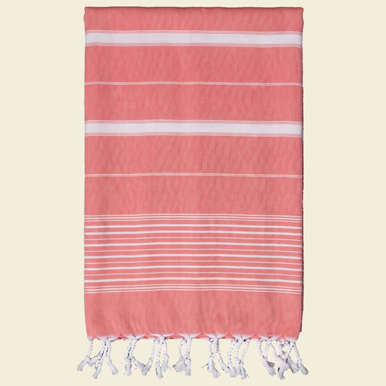 2 kleuren hamamdoek steenrood/roze - op kleur