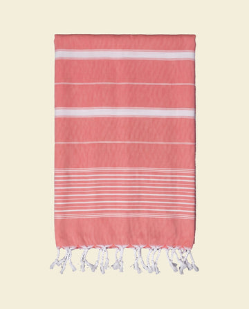 2 kleuren hamamdoek steenrood/roze