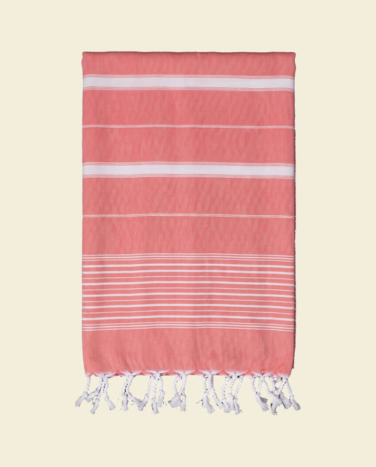 2 kleuren hamamdoek steenrood/roze - op kleur