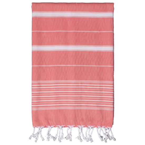2 kleuren hamamdoek steenrood/roze - vrijstaand