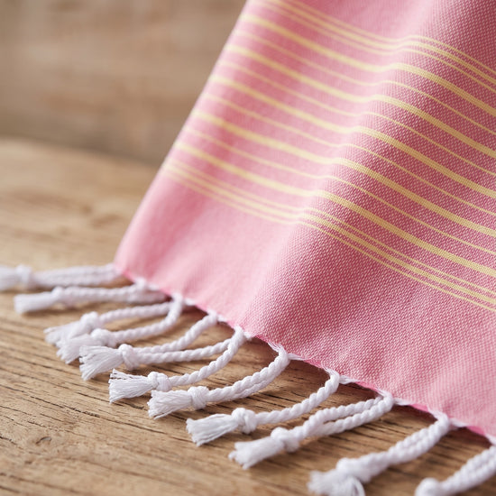 2 kleuren hamamdoek tulp/geel - detail