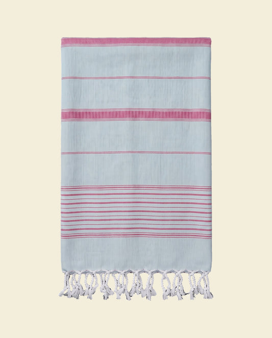 2 kleuren hamamdoek zeegroen/cerise - op kleur