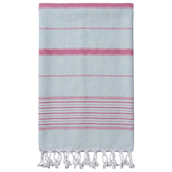 2 kleuren hamamdoek zeegroen/cerise - vrijstaand