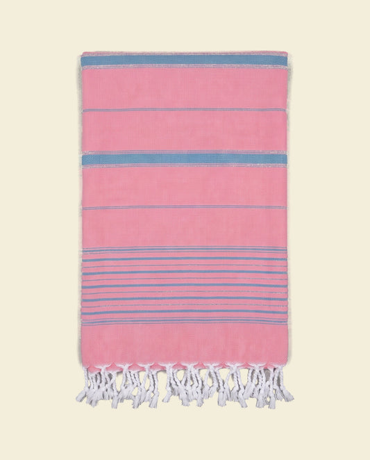 2 kleuren hamamdoek zuurstokroze/oceaan - op kleur