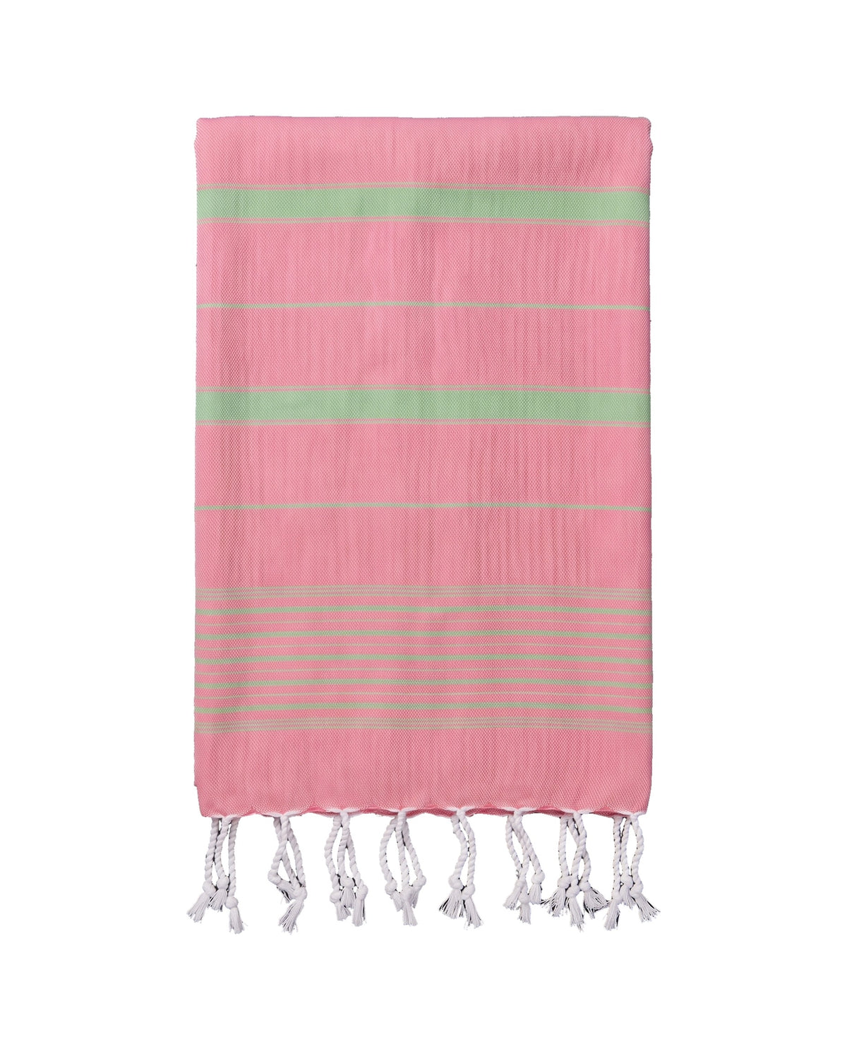 2 kleuren hamamdoek zuurstokroze/pistache - vrijstaand