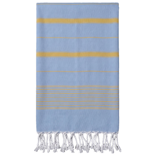 2 kleuren XXL hamamdoek blauw/mosterd - vrijstaand