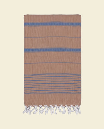 2 kleuren XXL hamamdoek bruin/marine