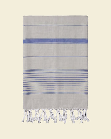2 kleuren XXL hamamdoek grijsbeige/parlementblauw