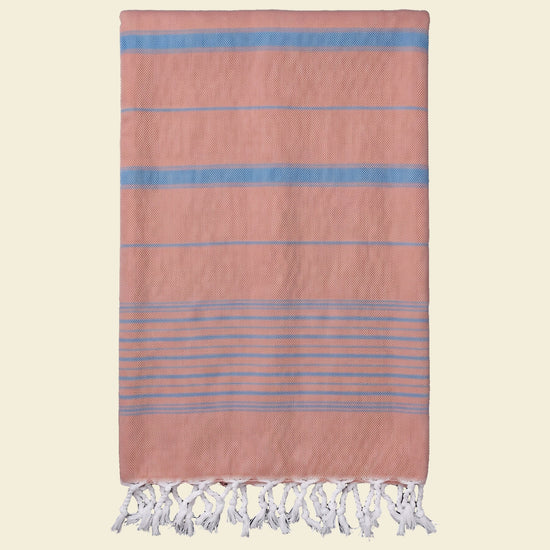 2 kleuren XXL hamamdoek koper/oceaanblauw - op kleur
