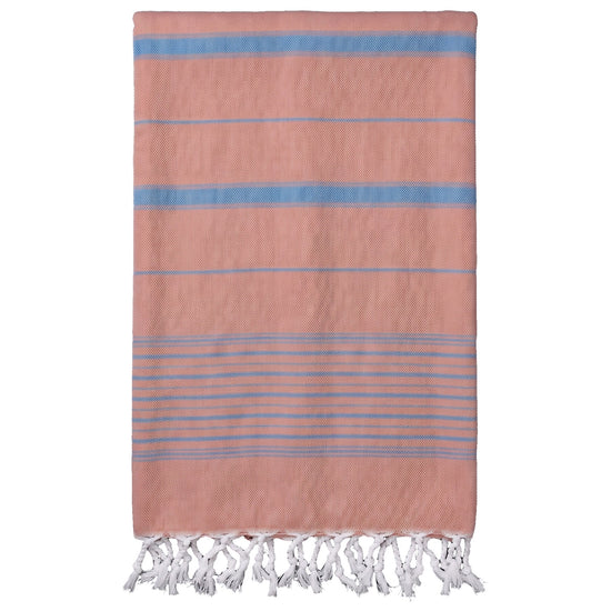 2 kleuren XXL hamamdoek koper/oceaanblauw - vrijstaand